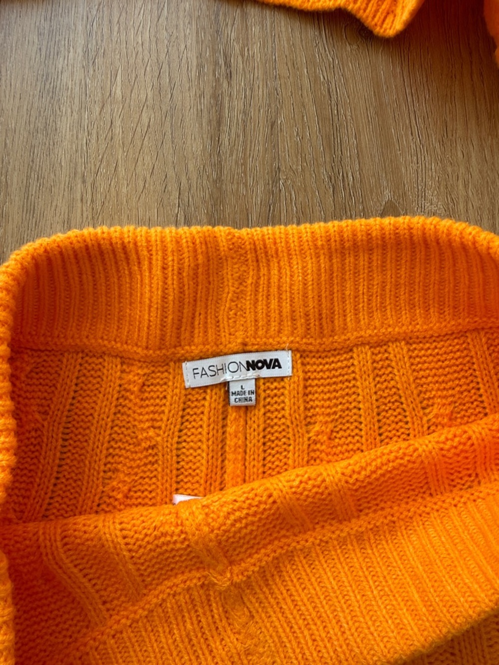 Fashion Nova Bright Orange Cable Knit Crop Sweater & Shorts Set - Picture 2 of 3